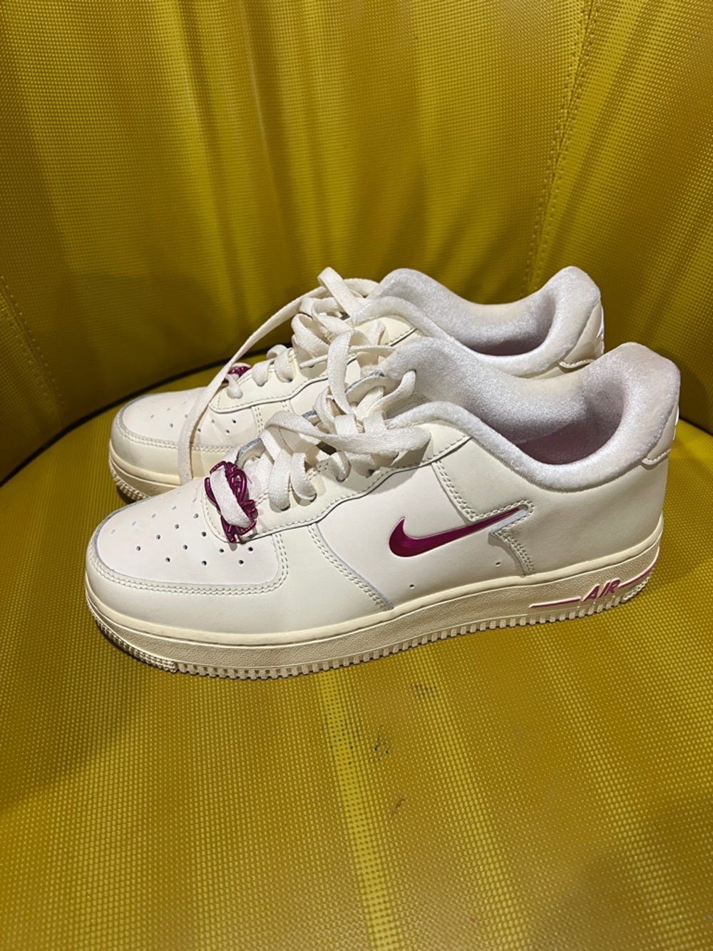 Nike White Sneakers with Magenta Swoosh